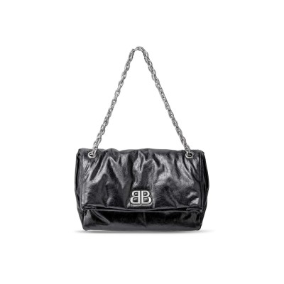 BALENCIAGA WOMEN'S MONACO CHAIN BAG MEDIUM IN BLACK 7659452AASA1000 (32.5*22*9.9cm)